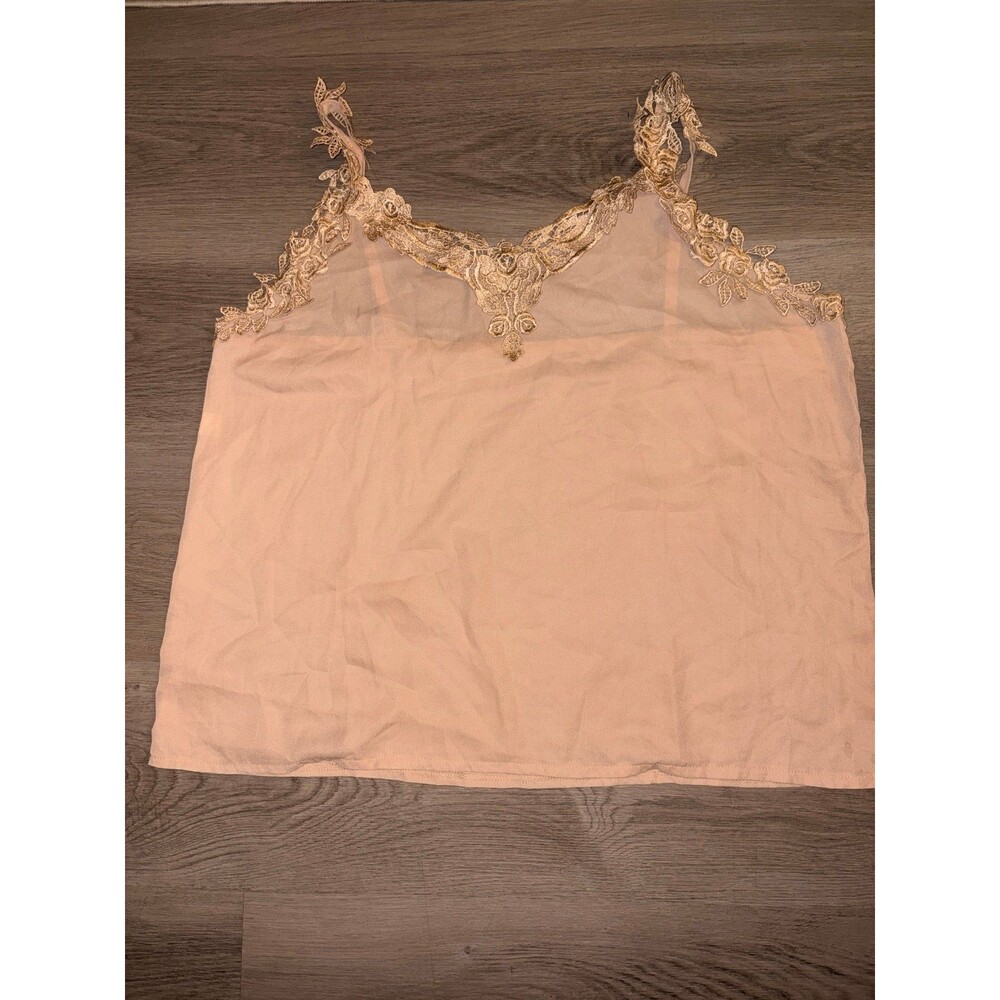 Womens Camisole top sheer lace trim XL